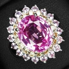 Bubblegum Pink Sapphire 6.36Ct 925 Sterling Silver White Gold Rings Size 6.75