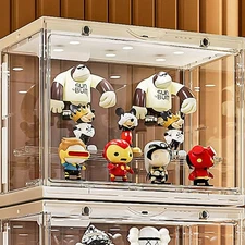 Acrylic Display Case LED-Lit, 3 Layer Adjustable Clear Figure Display Case