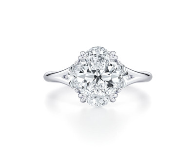Luxus Damen Diamant Ring Oval 14K Weißgold 2,4 Kt Lab Grown CVD E F VVS IGI