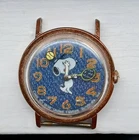 1970s vintage Timex Snoopy Tennis Blue Wristwatch