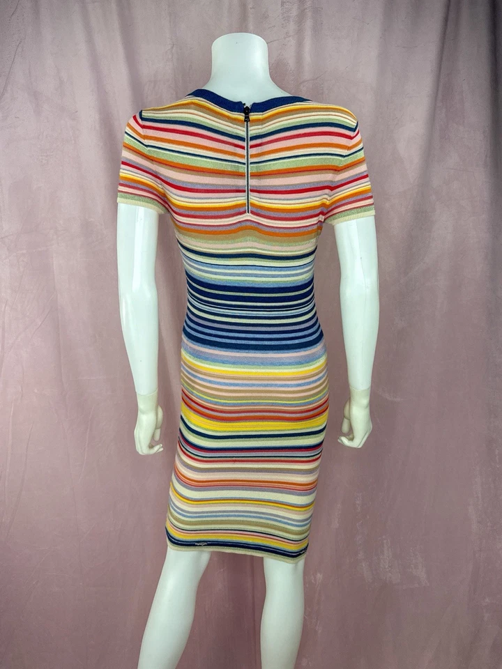 Alice + Olivia Womens Stripe Knit Bodycon Mini T-Shirt Dress XS Short Sleeve - Image 3 of 4