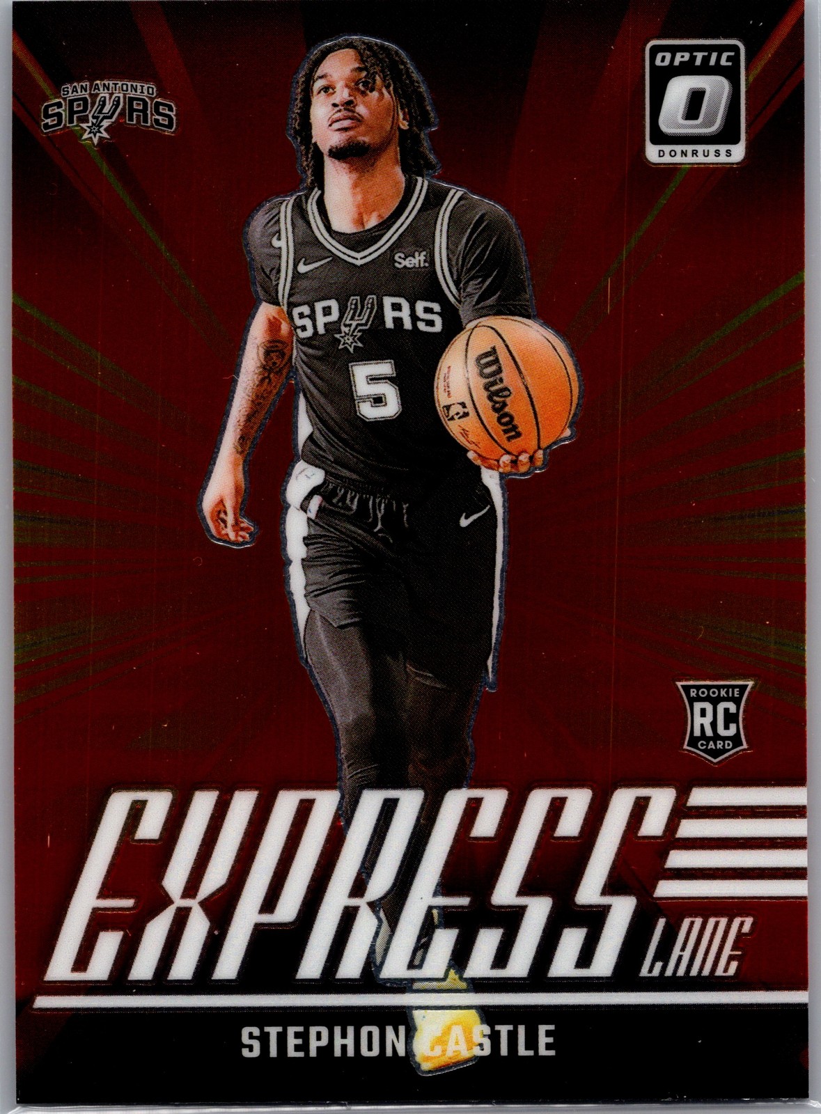 2024-25 Donruss Optic #1 Stephon Castle Express Lane Holo San Antonio Spurs