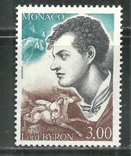 MONACO 1649 MNH LORD BYRON, ENGLISH POET SCV 1.75