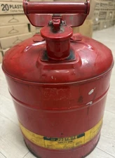 Justrite Type II AccuFlow 5 Gallon Gasoline Safety Can Red Gasoline Fuel No Hose