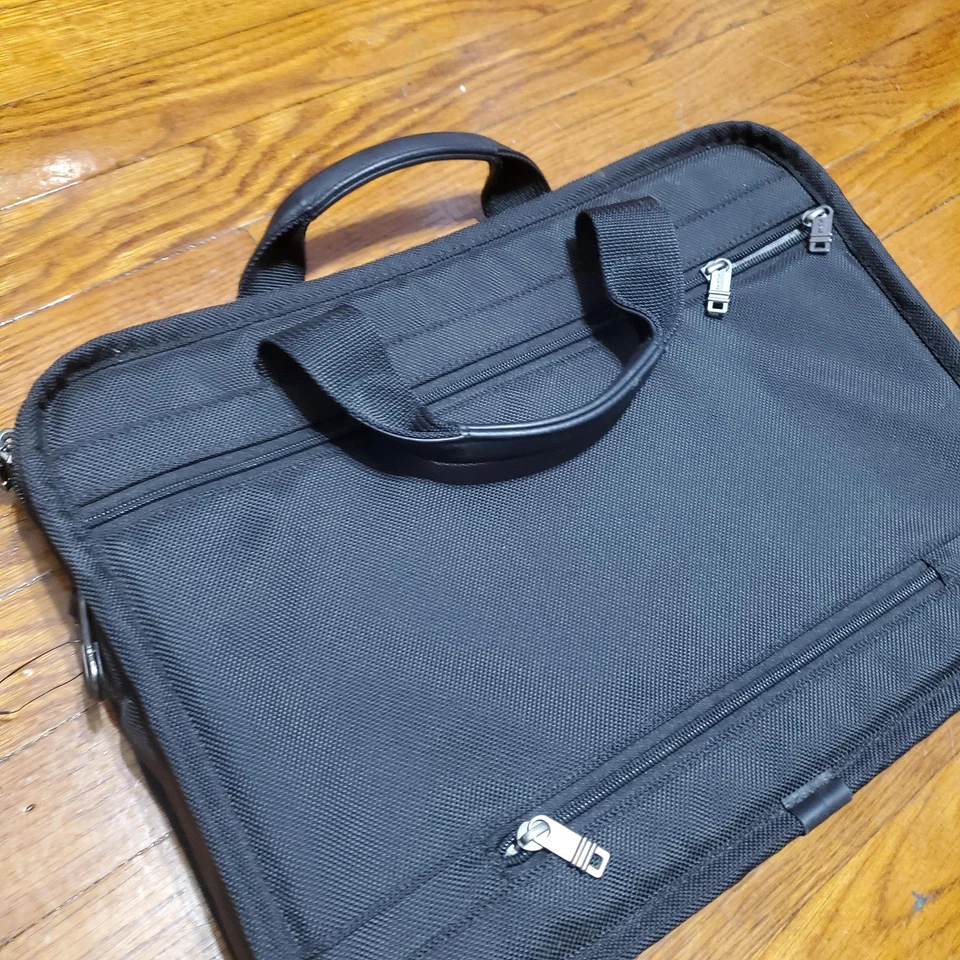 TUMI Slim Brief Laptop Bag Black Ballistic Nylon Business Travel Organizer Work - Image 2 of 4