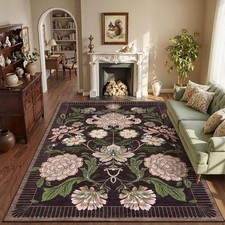 GarveeHome Plum Pink Floral 5' x 7' Rectangular , Deep Blackened