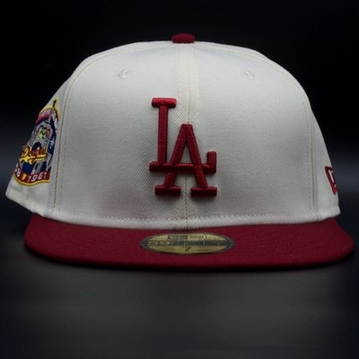 Los Angeles Dodgers Off White and Burgundy Colosseum Green Brim Size 7 1/8
