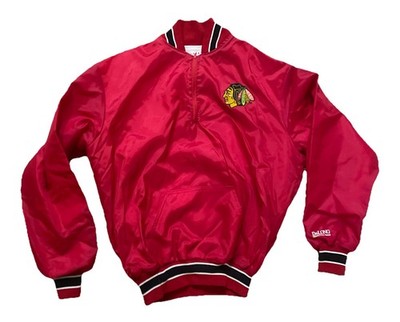 Vintage 90s Chicago Blackhawks DeLong Pullover Windbreaker 1/4 Zip Men s L NHL