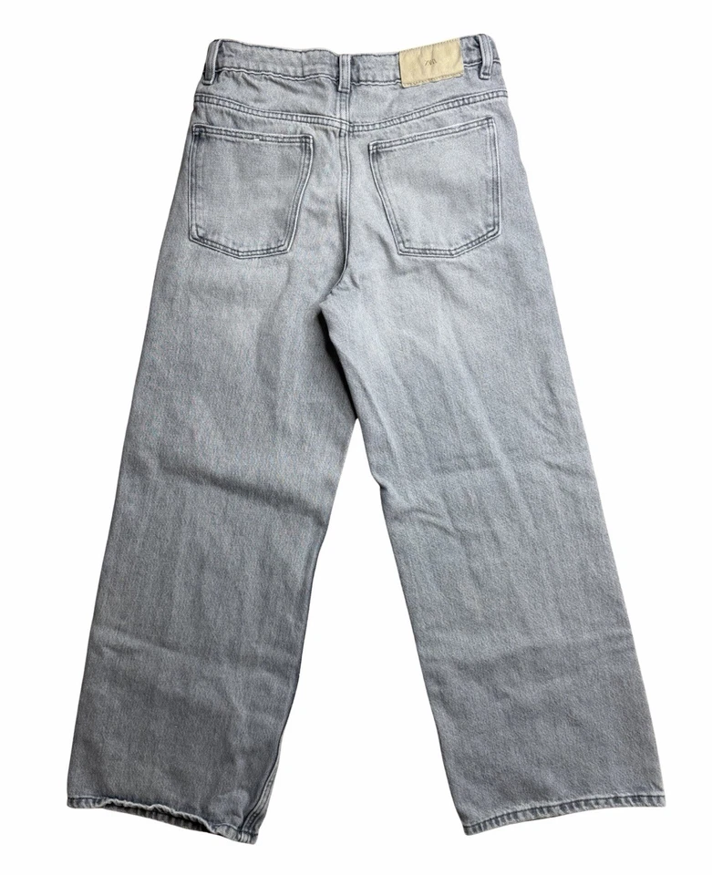 Pantalones de mezclilla holgados gris claro de pierna ancha Zara para mujer/niña Y2K años 90 talla 13-14/XS Foto 2 de 4