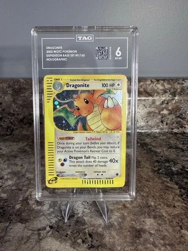 2002 Pokemon Expedition Base Set #9 Dragonite Holo E-reader Card TAG 6 EX MT