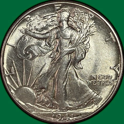 1941 Walking Liberty Half Dollar Choice Almost Uncirculated AU+ Coin #36393