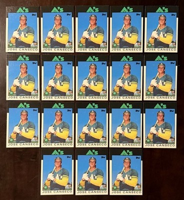 1986 Topps Traded #20T Jose Canseco Rookie RC 18-card lot EX-MT/EX See desc