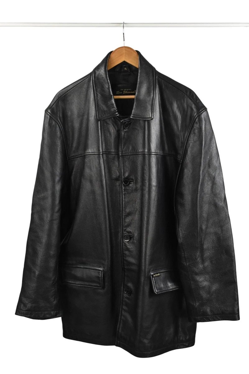 ベンシャーマン　本革 スポーツジャケット ブラック XL Ben Sherman Leather Outer Shell Coats, Jackets & Vests for Men for