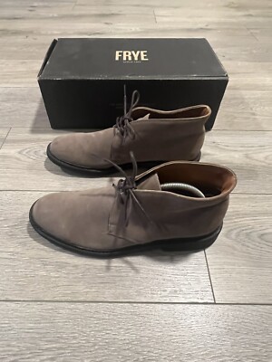 Frye Seth Chukka Gray Leather Suede Lace Up Boots Men display picture 1
