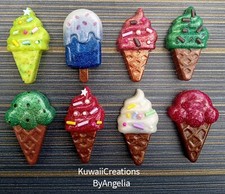 Custom made ice cream cone and popsicles keychain, zipper pull, bag charm,...