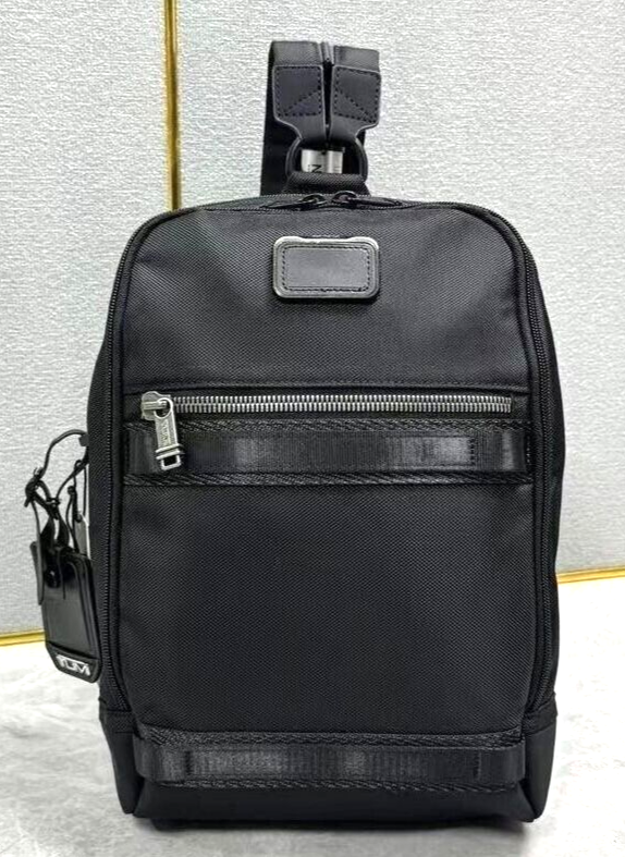 TUMI Alpha Body Bag Backpack 2 Way Black Nylon Leather TUMI Alpha Body Bag Backpack 2 Way Black Nylon Leather