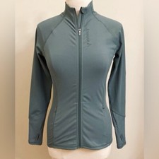 Reebok SZ XS Evolution Green Front Zip Up Long Sleeve ThumbHole Athletic Jacket