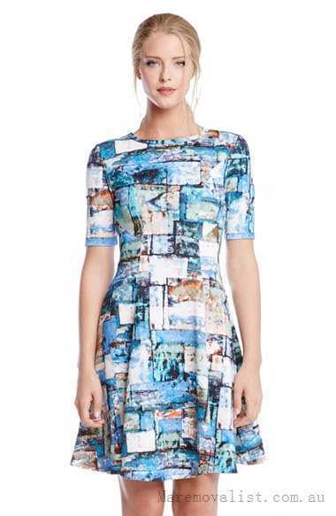 NWT- Karen Kane Collage Print Scuba Knit Fit & Flare Dress Size M NWT- Karen Kane Collage Print Scuba Knit Fit & Flare Dress Size M