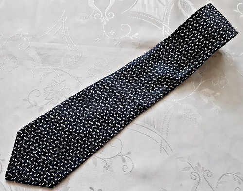 GENTS VINTAGE AUTHENTIC JIM THOMPSON CAT EYES BLUE SILK MEN'S NECK TIE