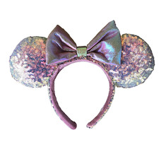 Disney Parks Multicolor Pink Bow Mickey Minnie Sequin Ears Headband
