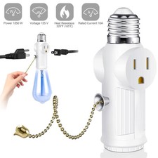 Light Socket to Plug Adapter for Both Sides 3 Prong E26/E27 Light Socket to Plug