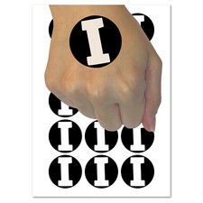Letter I Uppercase Fun Bold Font Temporary Tattoo Water Resistant Body Art Set