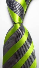New Classic Striped Green Black White JACQUARD WOVEN Silk Men's Tie Necktie