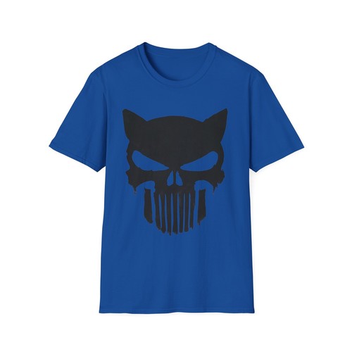 Cat Punisher Skull Unisex Softstyle T-Shirt - Picture 26 of 27