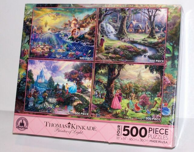 New Disney Parks Exclusive Thomas Kinkade 4-In-1 Puzzle Four 500