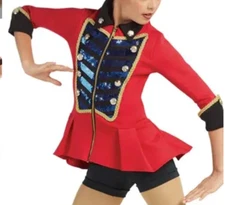 New WEISSMAN Set It Off 11086 Military Peplum Jacket w/BIKETARD RED MC M CHILD