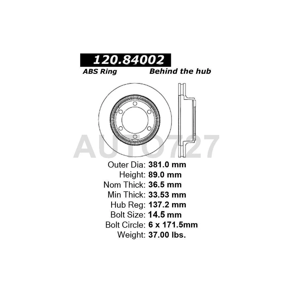 Rotor de freno de disco delantero 2 piezas Centric Parts para Freightliner FS65 Foto 2 de 4