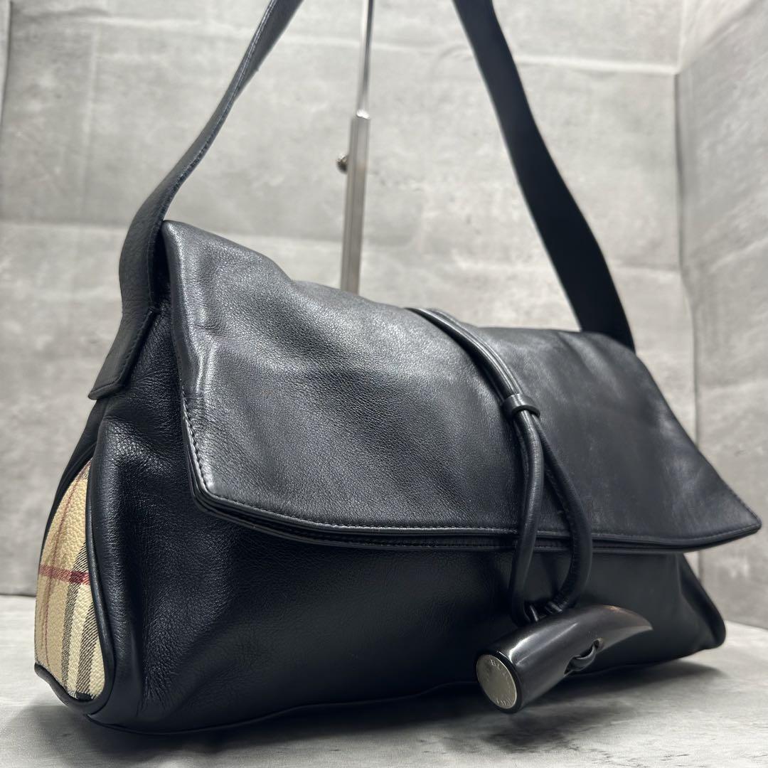 Rare Design Burberry Shoulder Bag Toggle Nova Check Horse Logo