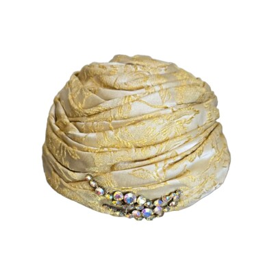 Schiaparelli Paris Vintage 1950s Gold Detail AB rhinestone embellishment Turbin