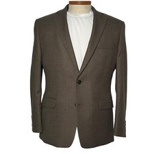 Chaps Men Jacket Blazer Classic 2 Button Sports Coat Mini Check Brown Blue 42R