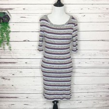 Fashion Nova Gray Striped Knit Casual Dress Size XL
