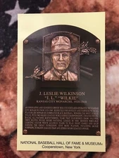 J.L. Wilkinson Postcard- Baseball Hall of Fame Induction Plaque - Wilkie Photo
