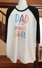 Dad Of The Birthday Girl Raglan Shirt Peppa Pig Picture Prop 2XL Daddy Pig