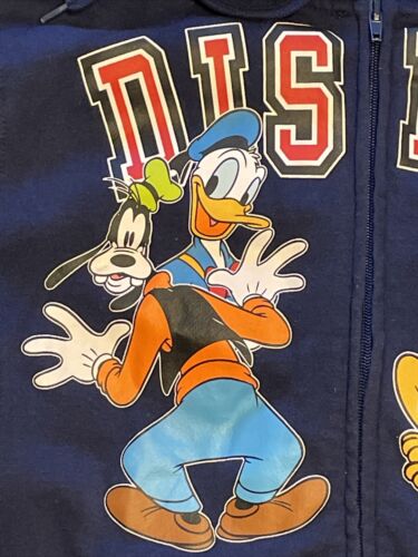 Disney Hoodie Men M 38-40 Mickey Goofy Pluto Donald Full Zip Sweater Navy Fleece - Picture 4 of 14