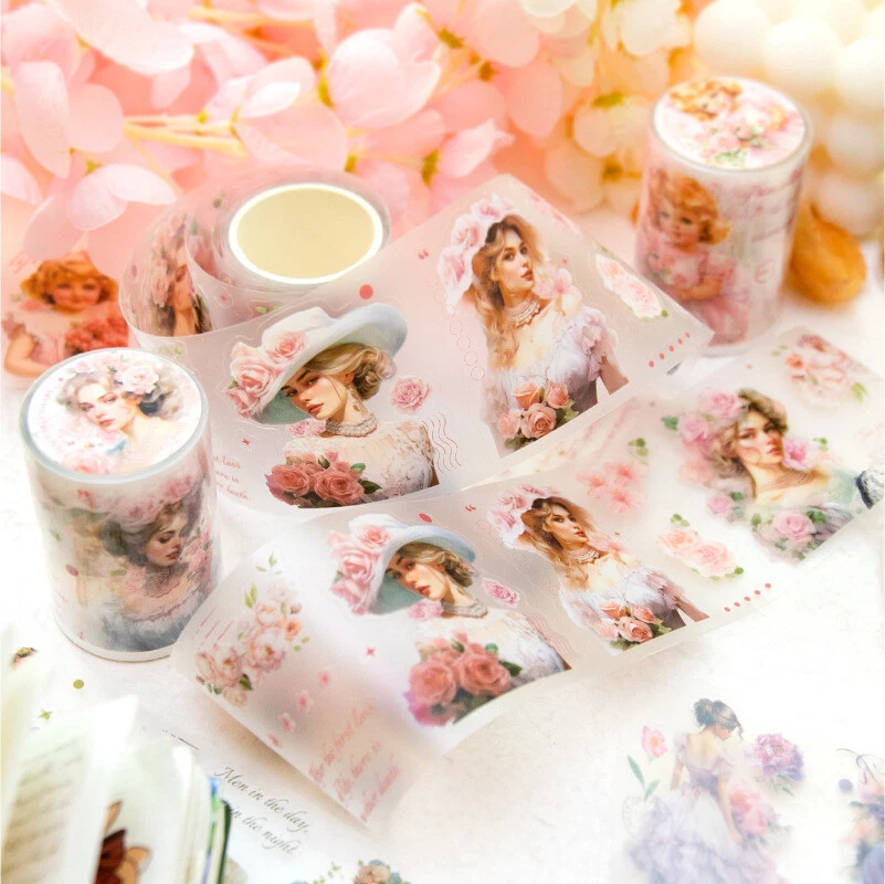 Retro Lady Girls PET Adhesive Masking Tape Journal Album DIY Decorative Stickers - Image 2 of 4