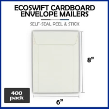 400 - 6x8 "EcoSwift" Brand Self Seal Cardboard CD/DVD Envelope Mailers 6" x 8"