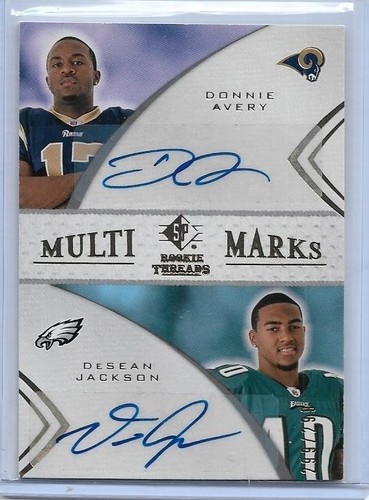 2008 SP DONNIE AVERY / DESEAN JACKSON ROOKIE AUTOGRAPH CARD RC ~ 299/299 UNIKAT