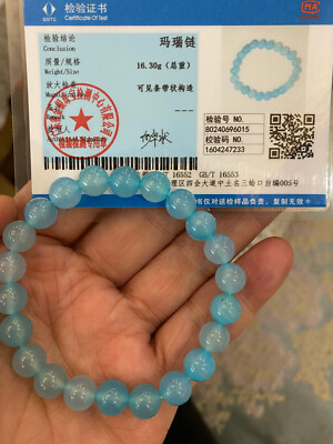 16,3 g ZERTIFIZIERTES NEUES HIGHEND * SELTEN * WUNDERSCHÖNES BLAUES KARNEOL JADE稀有天然玛瑙蓝玉 ARMBAND