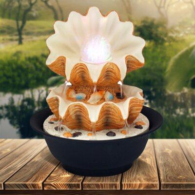 Muschel Wasserspiel Brunnen ruhig LED Mini Indoor Zen Pflanzgefäß Tischdeko