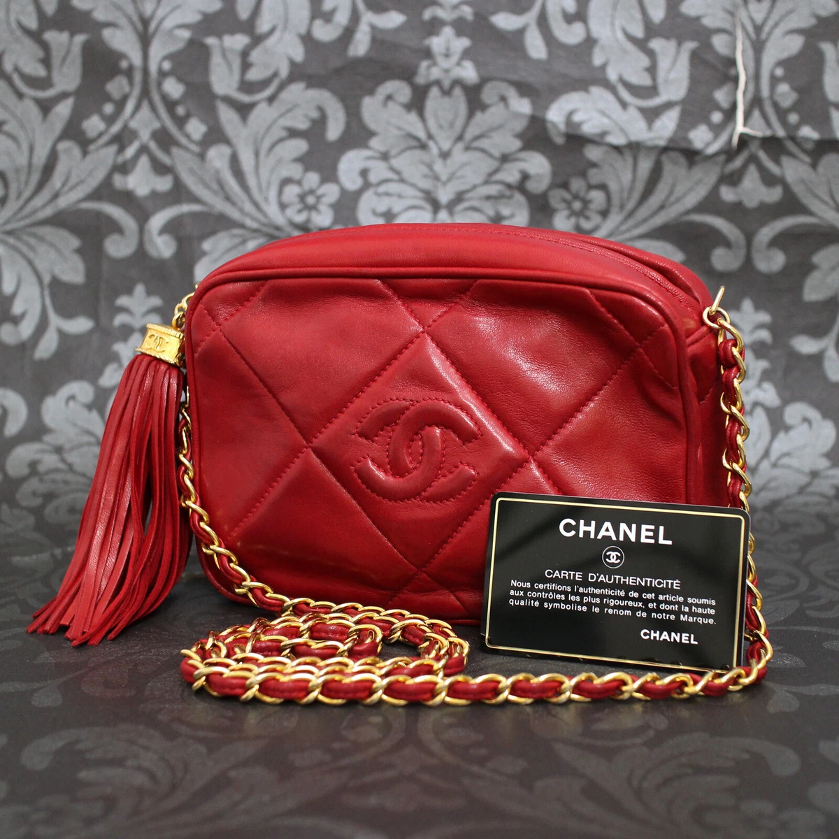 Chanel Red Quilted Barrel Fringe Tassel Round Crossbody 45ck7 For Sale at  1stDibs