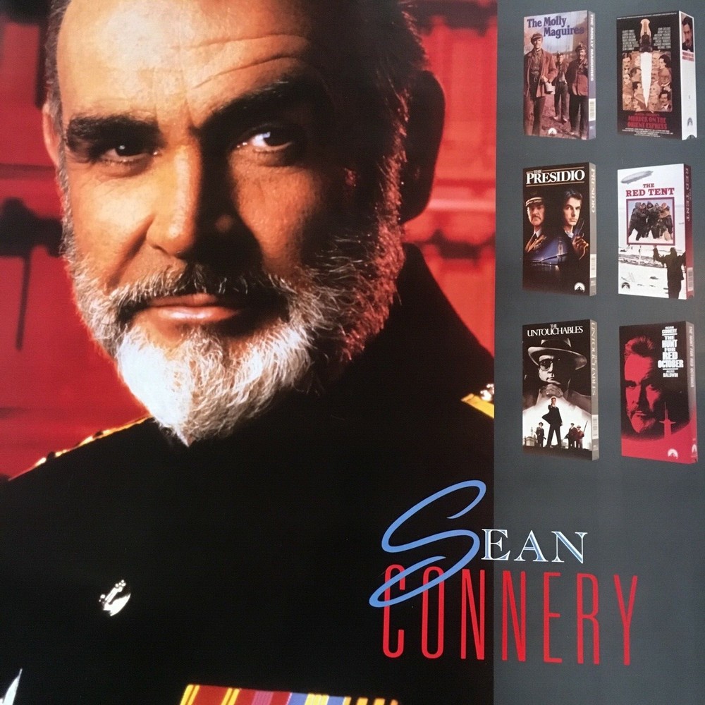 1990 vintage SEAN CONNERY VHS promo poster - VARIETY VHS TAPE MOVIES - 27x40