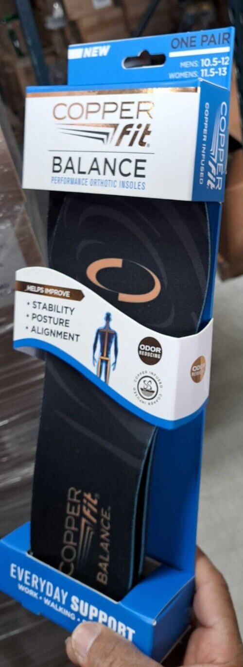 2 PK Copper Fit Balance Performance Copper Infused Orthotic Shoe Insole