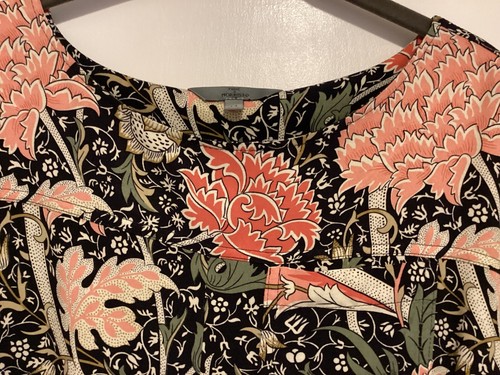 Next Morris Co Blouse Boxy Top William Morris Black Chrysthemum Print. Boho 14 - Picture 4 of 7