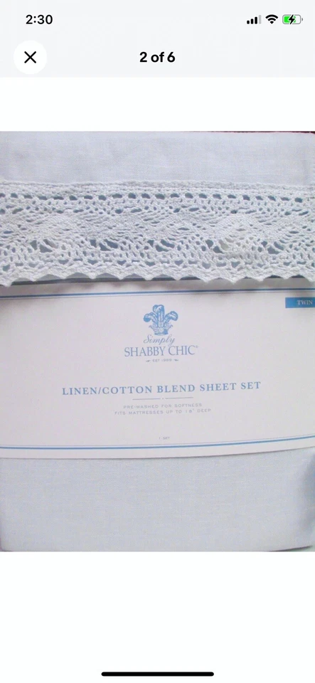 Conjunto de lençóis de linho Simply Shabby Chic duplo azul fantasma (azul pálido) Rachel Ashwell - Imagem 3 de 4