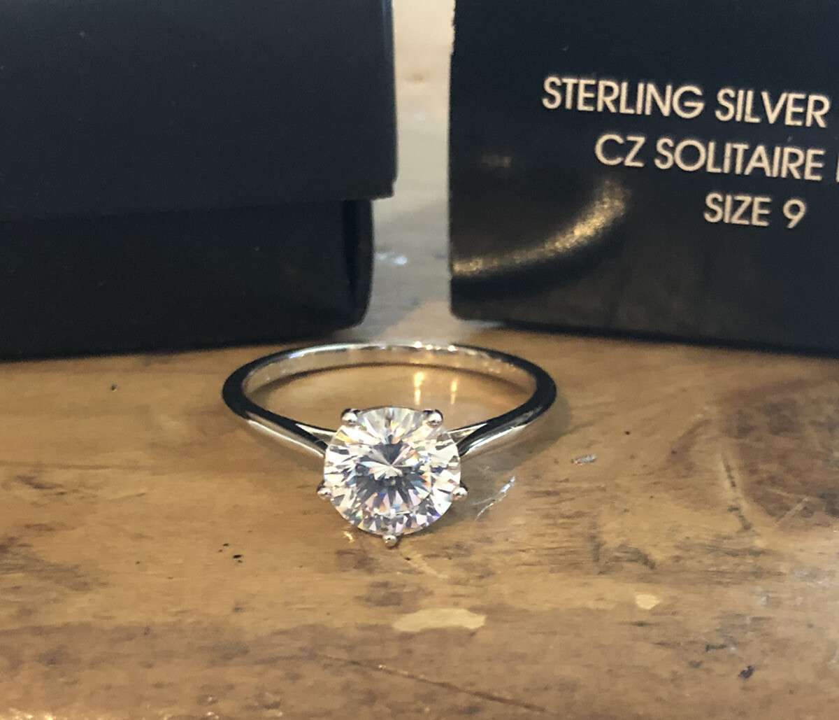 AVON Sterling Silver 925 2 Ct Cubic Zirconia Solitaire Ring Size 9