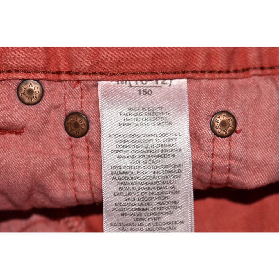 POLO RALPH LAUREN $50 необработанный потертый кромки Sullivan тонкий Jean короткие красный мальчик M 10-12 - Изображение 4 из 4